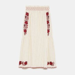 Zara Embroidered Midi skirt